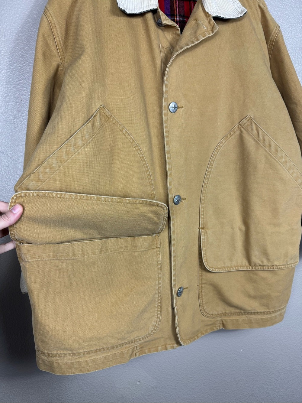 Vintage Y2K Nautica Barn Field Canvas Full Zip Wool Plaid Blanket Liner Coat E - Picture 7 of 13